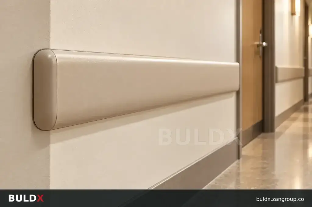 AI-generated application context: Aluminium, vinyl and stainless steel wall protection compared