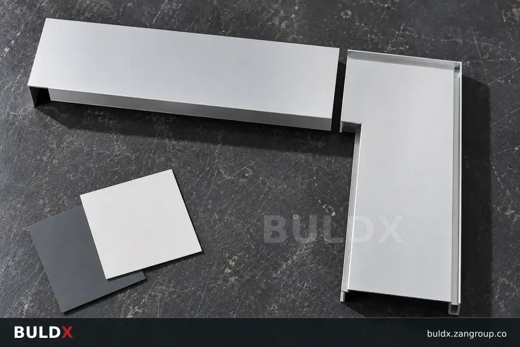 AI-generated product sample context: Loose joint samples arranged on a workshop table, overhead composition