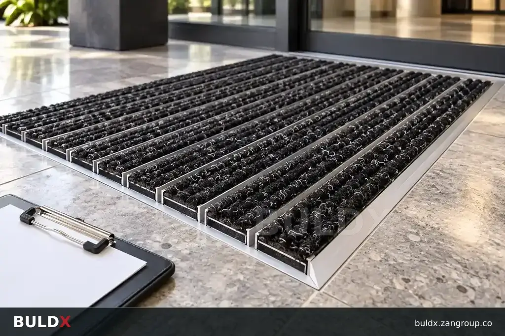 AI-generated application context: Retrofitting entrance mat frames into existing floors