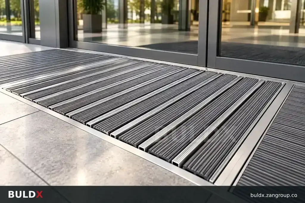 AI-generated application context: Modular mat sections: plan size, joints and lifting access