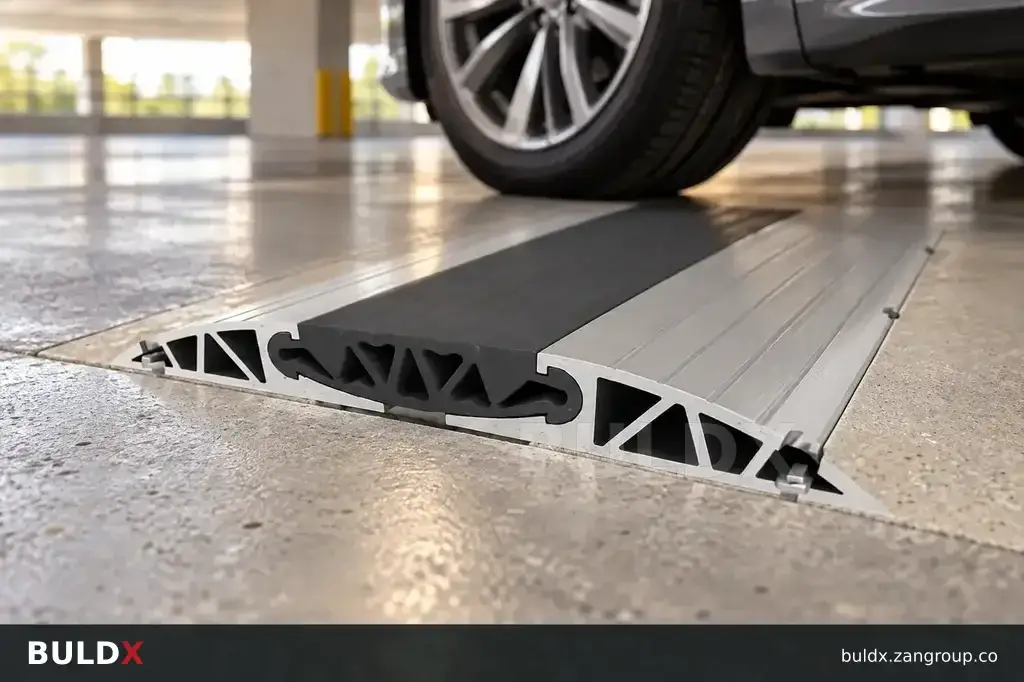 AI-generated application context: Parking expansion joints: wheel loads and crossing conditions