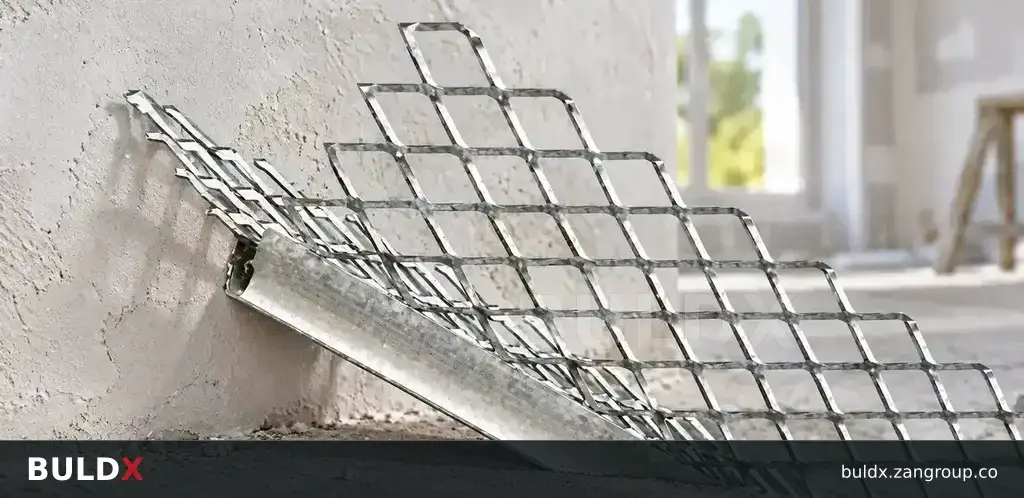 AI-generated application context: Corner, stop and movement beads: different plaster details