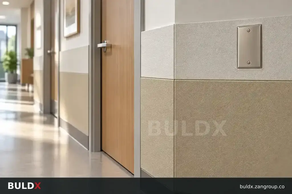 AI-generated application context: Planning wall protection panels around doors and services
