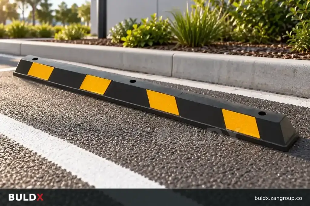 AI-generated application context: Wheel stops: coordinate parking geometry before ordering